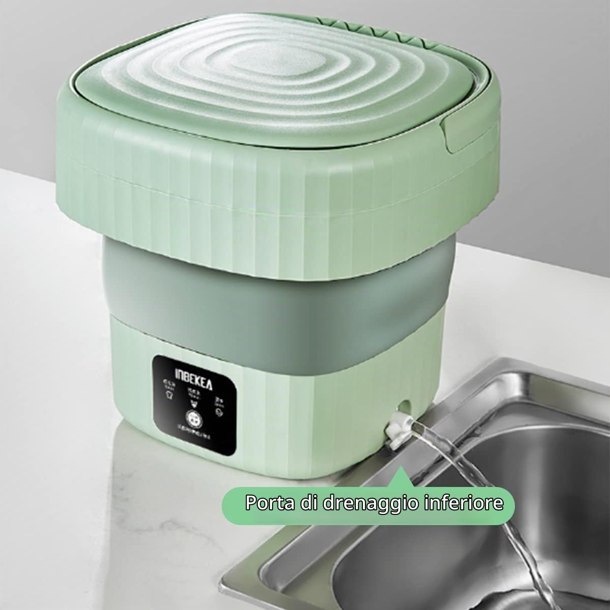 Lavatrice Portatile da 6 Litri, Mini Lavatrice Pieghevole a Tre Funzioni, Pulizia Profonda Blu, Rotazione a Forma di S per Vestiti per Bambini Calzini Lingerie Dormitorio da Viaggio per Camper(Verde)