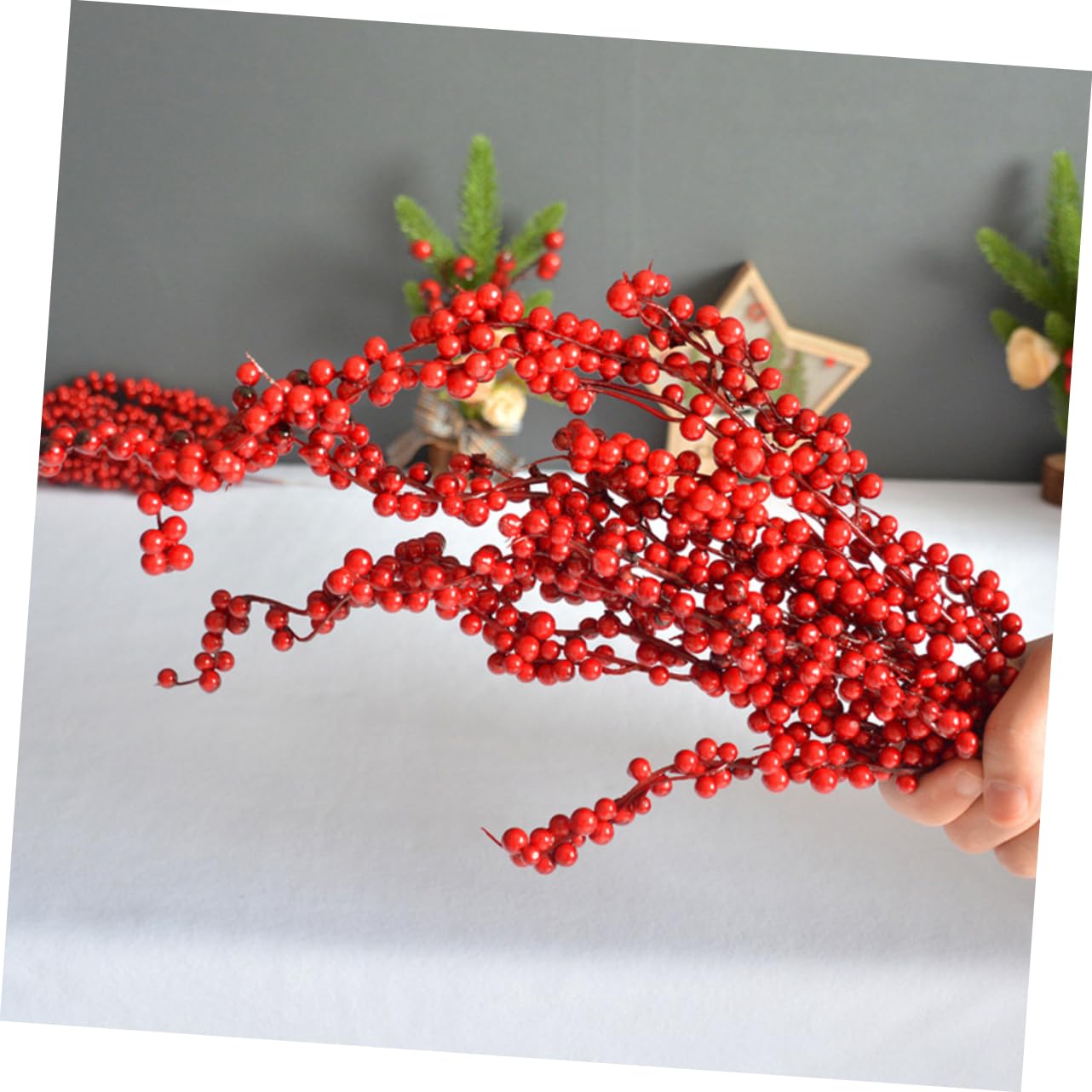 Abaodam 18piezas Ramas Artificiales Berries Rojas para Decoración Navideña Adornos De Árbol y Manualidades