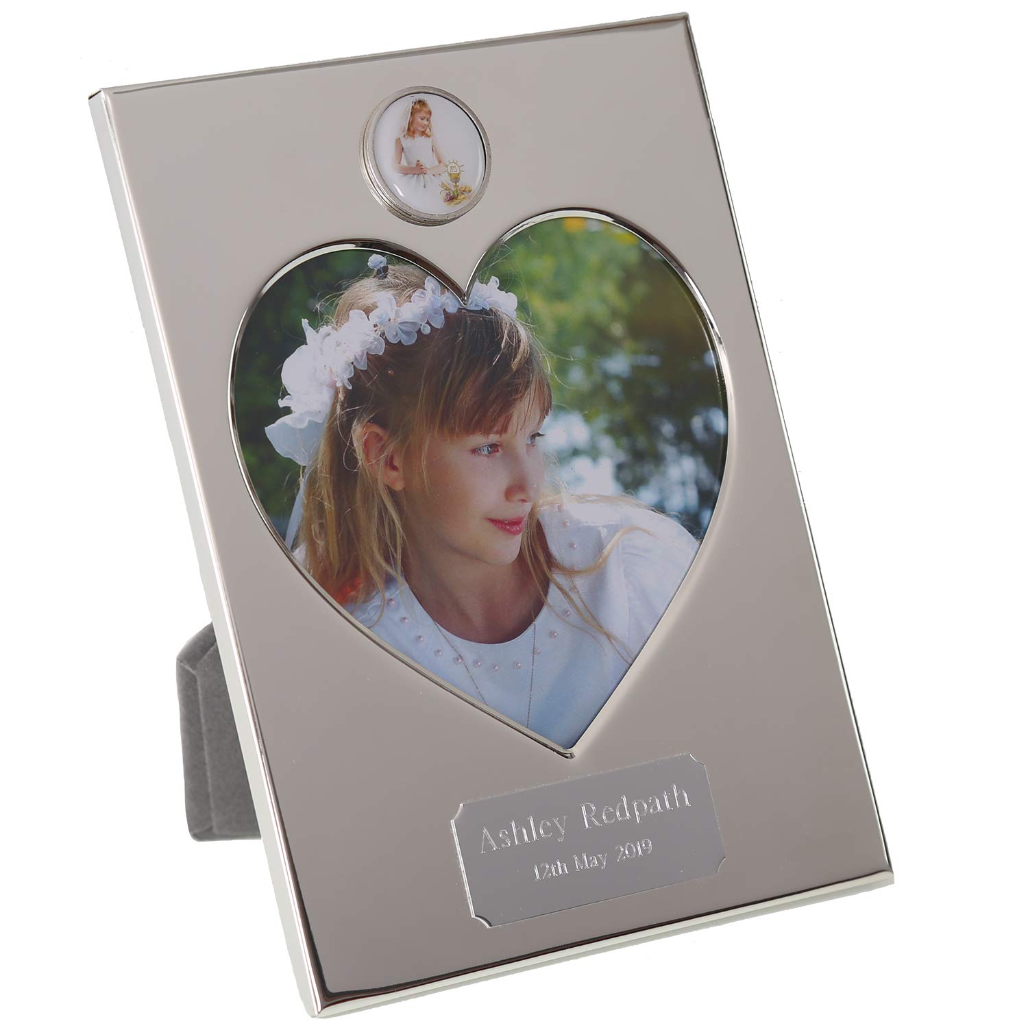 De Walden Girls Silver 'S 1St Holy Communion Gift Engraved Plated Picture Frame, 1St Communion Gift For A