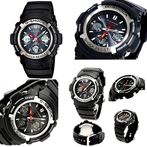 警察官 自衛隊 G-SHOCK 20気圧防水 電波ソーラー アナデジ プラベルトウォッチ メンズ向（AWGM100-1A AWGM100B-1A） (AWGM100-1A（シルバー）)