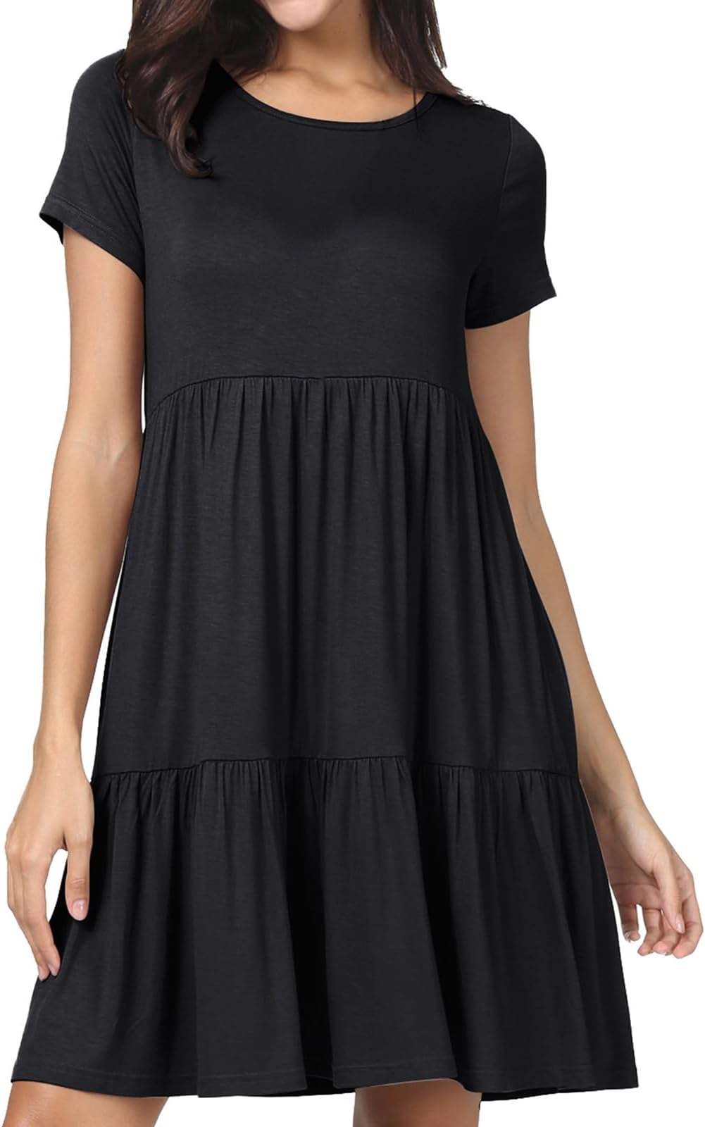 levaca Womens Summer Casual Dresses Beach Coverup Loose Short Sleeve T Shirt Dress 2025 Midi Outfit Sundress