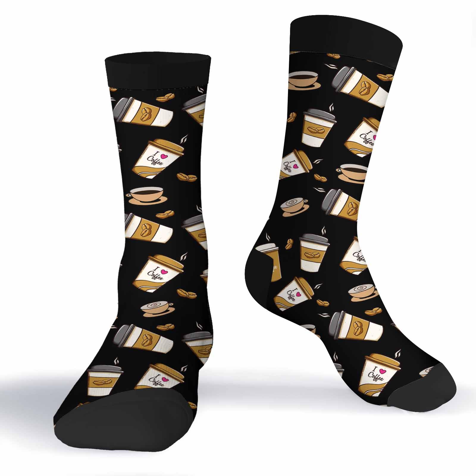 Coffee Funny Socks Novelty Casual Crew Socks Contrast Color Design for Women Men