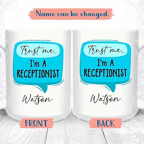 Vista 87 de Taza de café de recepcionista médica personalizada, taza de té blanca de recepcionista médica, taza de té blanca de 11 onzas, taza de café Taza