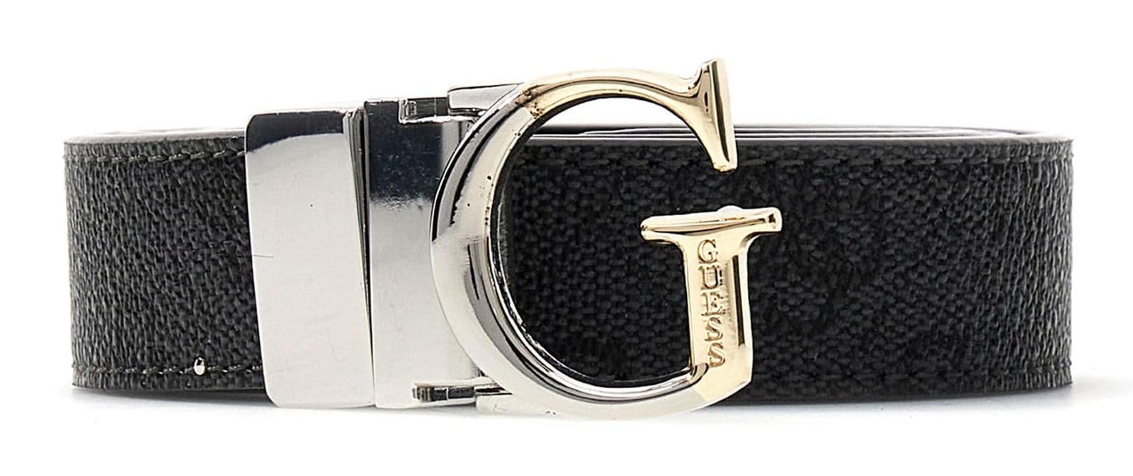 Ceinture Réversible GUESS Adjustable en Polyester - Gris Foncé