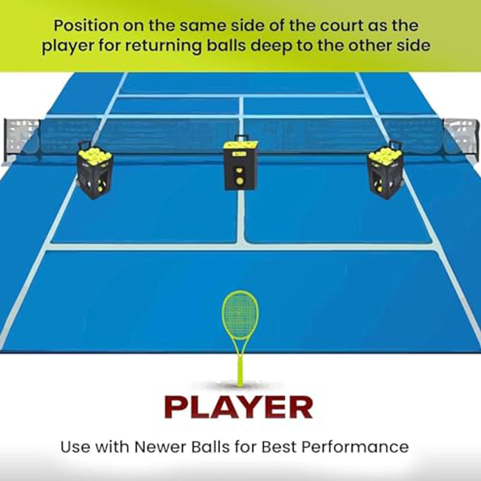 Lanzador De Pelotas De Tenis, Máquina De Pelotas De Tenis, Máquina Portátil Ajustable para Servir Tenis, Duración De La Batería De 2 a 4 Horas para Todos Los Niveles Y Edades