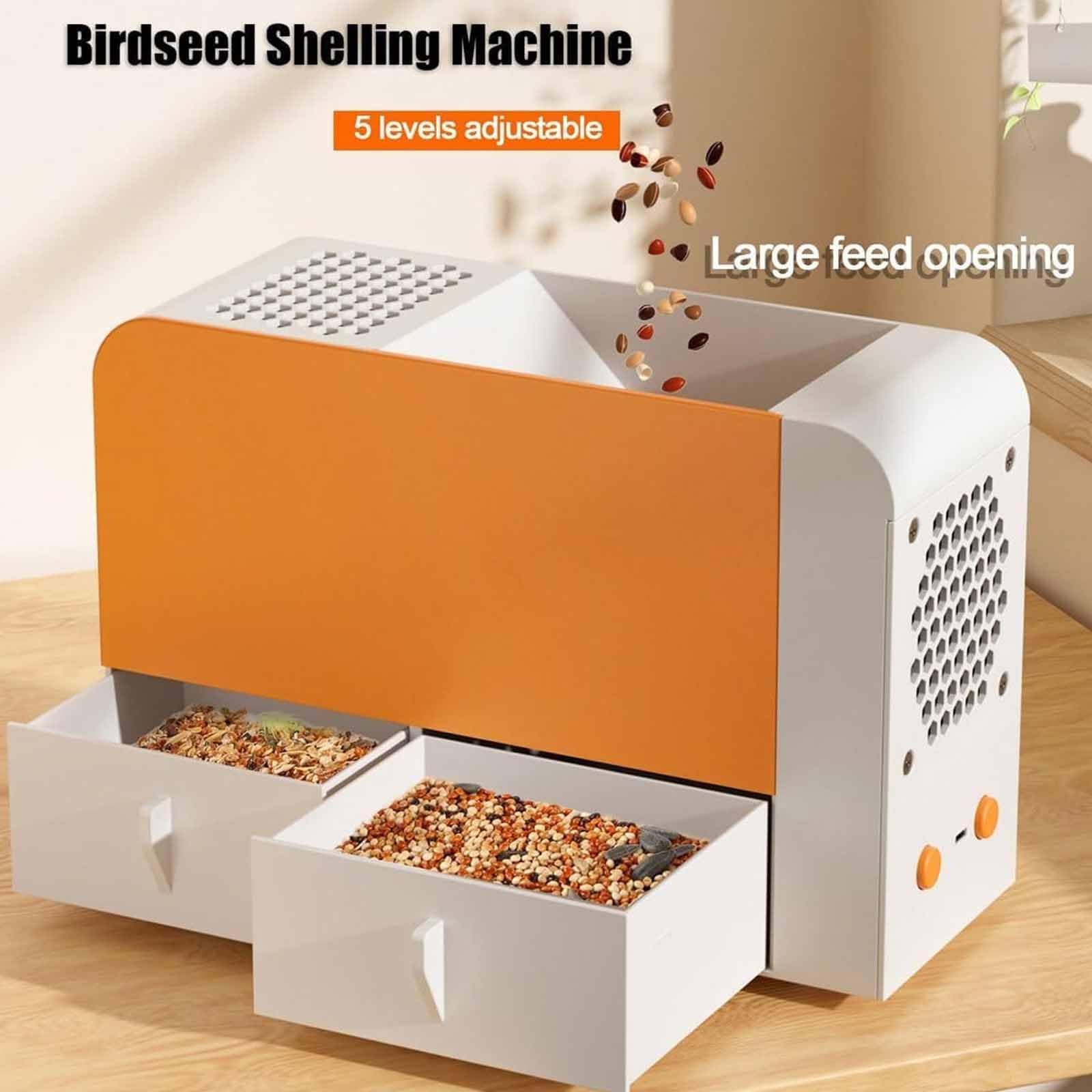 Divisor de conchas sopladas para piensos, máquina limpiadora de semillas de pájaros, con ajuste de 5 velocidades y 2 cajones de gran capacidad de 10 cm, para mijo, arroz, frijoles (rosa +