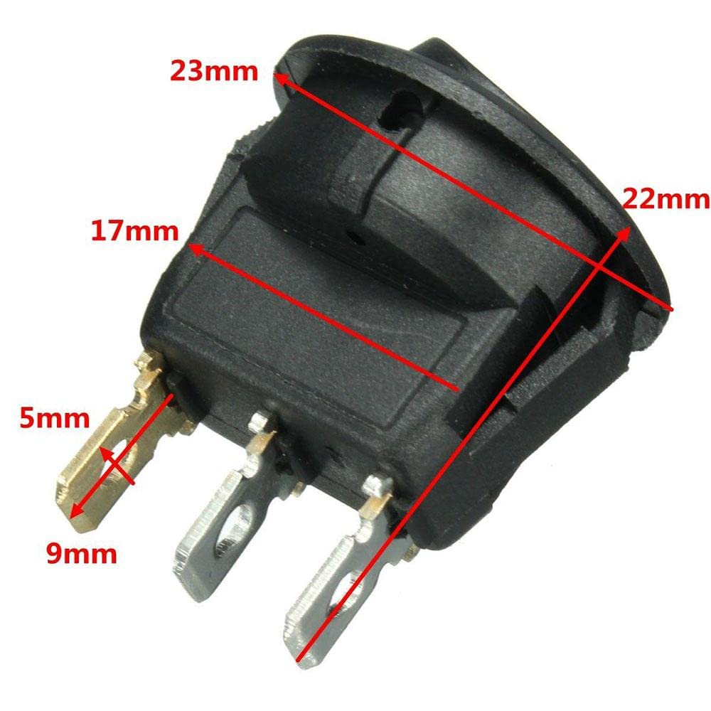 Interruttore a Bilanciere Rotondo 12V Plastica Metallo per Sensori Parcheggio