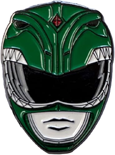 Miniatura 3 de Power Rangers Green Ranger - Máscara y emblema Tommy con licencia oficial de 2 pines esmaltados, color verde, blanco