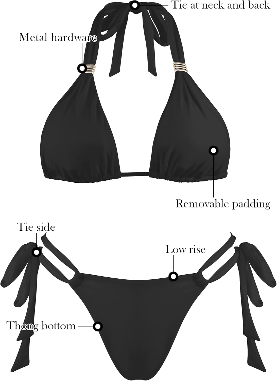 RELLECIGA Women Triangle Bikini Set Push up High Cut Thong 2 Piece Swimsuit - Image 7