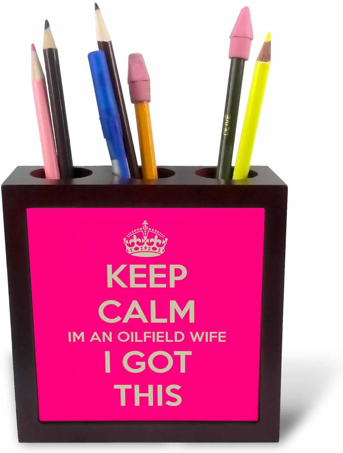 3dRose ph_159583_1 Keep Calm I'm an Oilfield Wife I Got This-Tile Pen Holder, 5-Inch