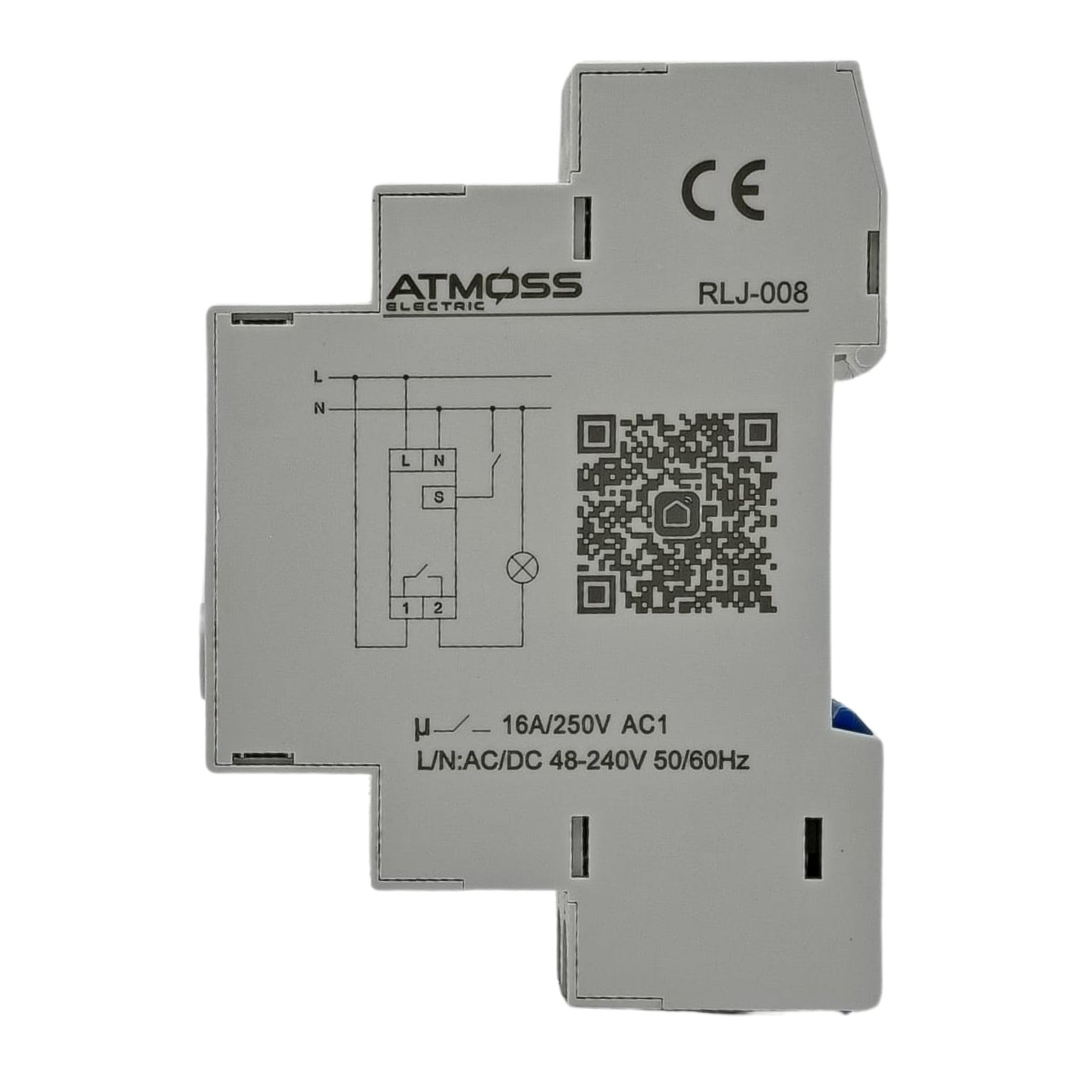 RASMACOR RLJ-008 Digitaler astronomischer Zeitschalter, WLAN, 1 Kanal, 16 A, AC/DC 48-240 V (AC 50/60 Hz), 1 Modul, Abmessungen 65 x 90 x 18 mm
