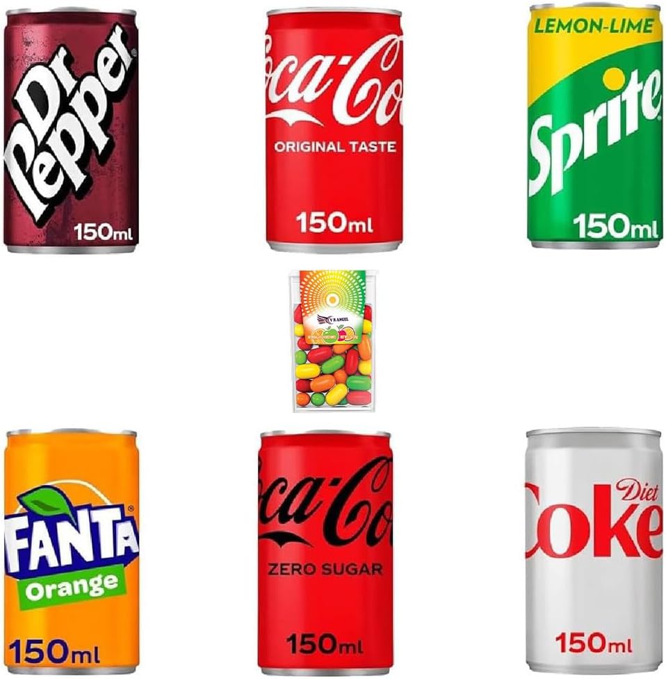 6 Mini Assorted 150ml Stunning Soft Drinks with a Mint Bonus In Exciting 24 Packs (Each 4) To Satisfy Your Soda Cravings Sold By VR Angle