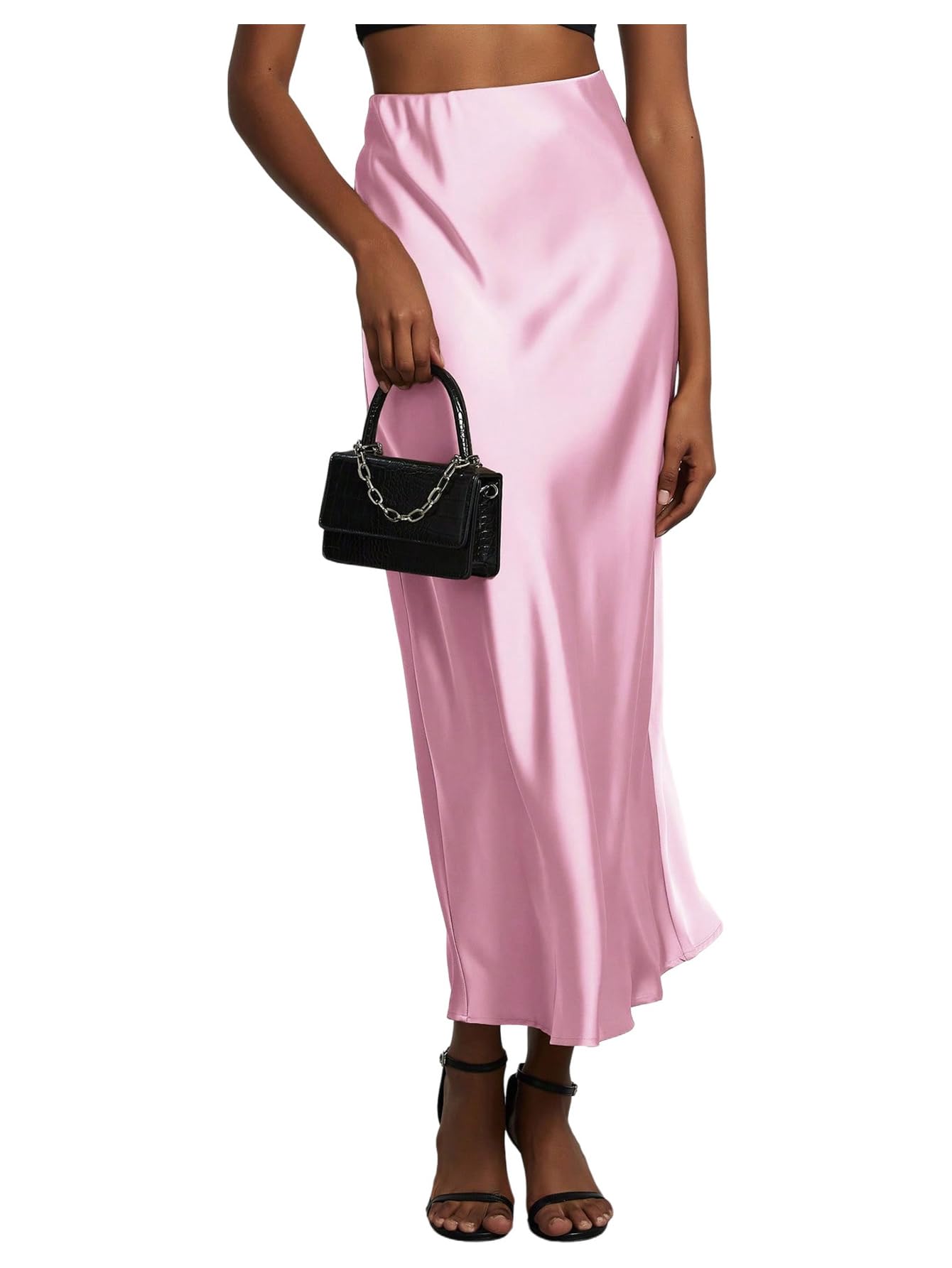 SHENHE Womens Satin Maxi Skirts High Waisted A Line Long Skirts Elegant Office Skirts