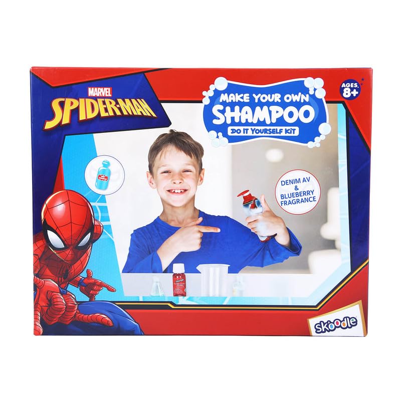 Image of Skoodle Spiderman - Make Your Own Fresh Shampoo, Educational DIY Activity Toy Kit for Ages 8+, Creative Learning Games for Growing Children