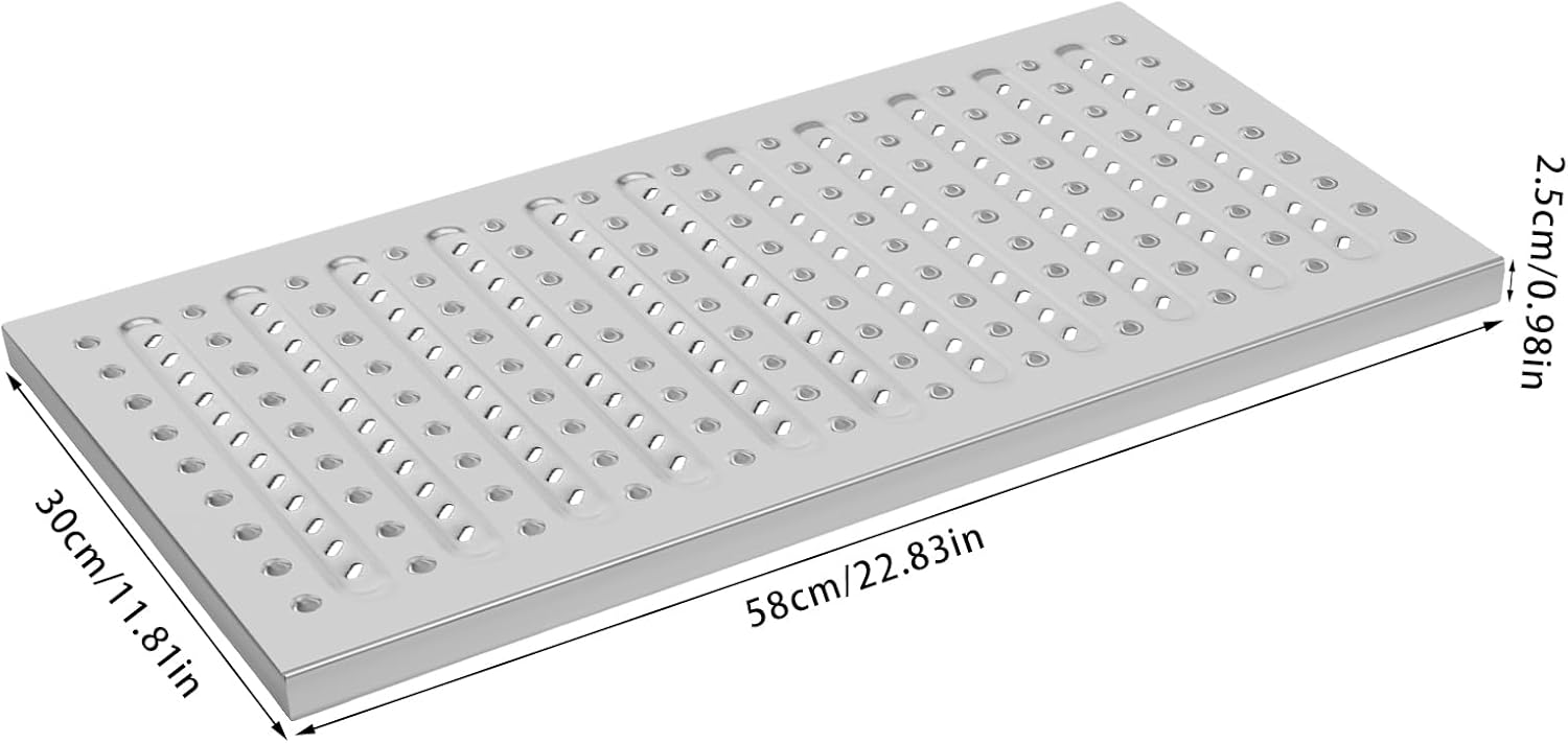 3Pack Outdoor Drain Cover,Stainless Steel Driveway Channel Drain Grate-22.8x11.8 in Metal Trench Cover Heavy Duty Outdoor Drain Grate Cover for Garage,Factory,Driveway,Parking Lot