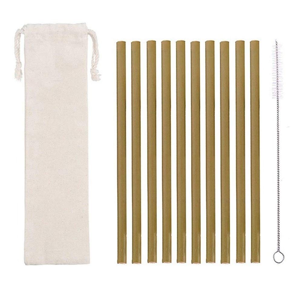 6 / 10Pcs natürliche organische Bambus Stroh Set Eco Friendly Bambus Stroh Wiederverwendbare Trinkhalme mit Stroh Fall Pinsel 8inch (Color : B 10PCS)