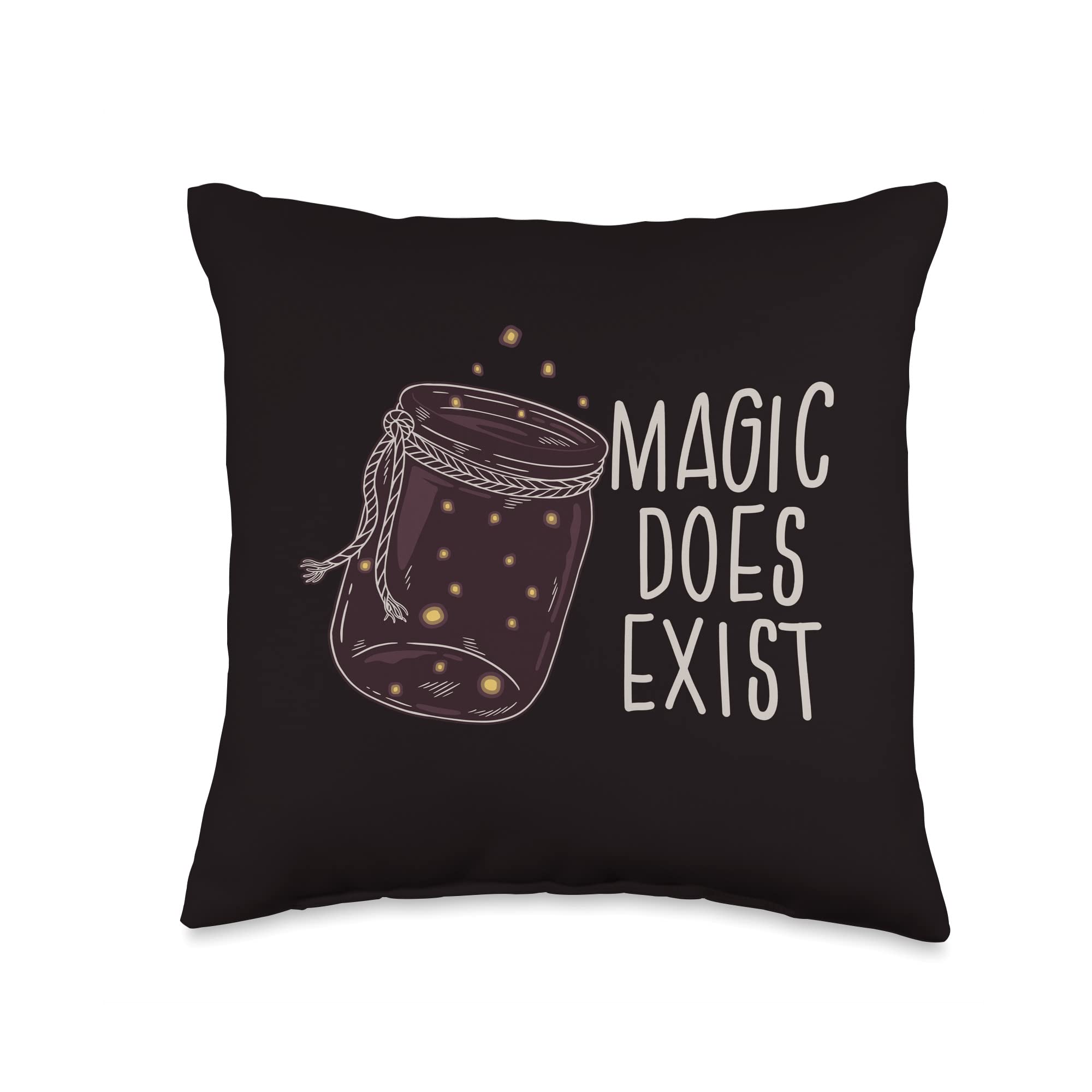 Magic Does Exist Firefly Jar Lightning Bugs Sweet Meme Throw Pillow, 16x16, Multicolor