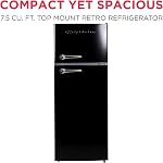 Frigidaire EFR786-BLACK EFR786 Retro Apartment Size Refrigerator with Top Freezer-2 Door Fridge with 7.5 Cu Ft of Storage Capacity, Adjustable Spill-Proof Shelves, Door & Crisper Bins, Black