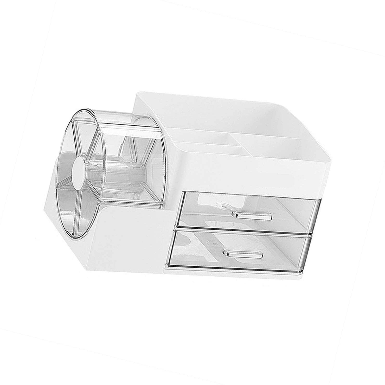 our fave Space Saving Cosmetic Keeper with Visible Turning Rack and Multiple Storage Areas for Small Spaces Travel Makeup Planner