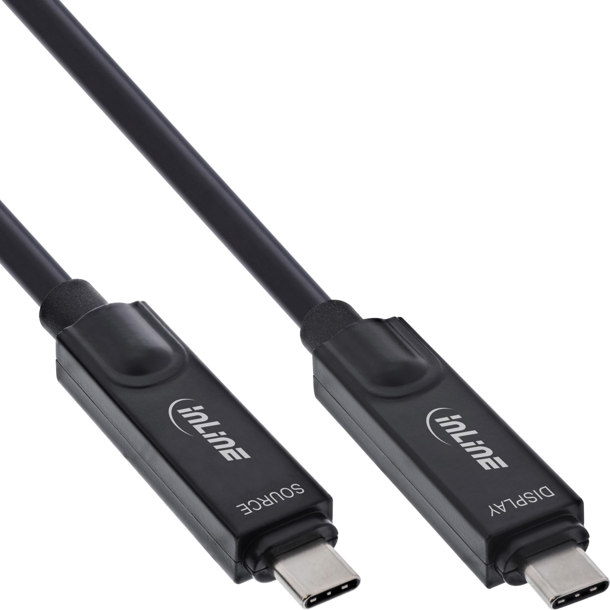 InLine Cavo AOC USB 3.2 Gen.2, USB-C a USB-C, attivo, 8K@60Hz, 10Gb/s, 4K@144Hz, HDR10, Power Delivery, Plug and Play, 15 m, 35798I