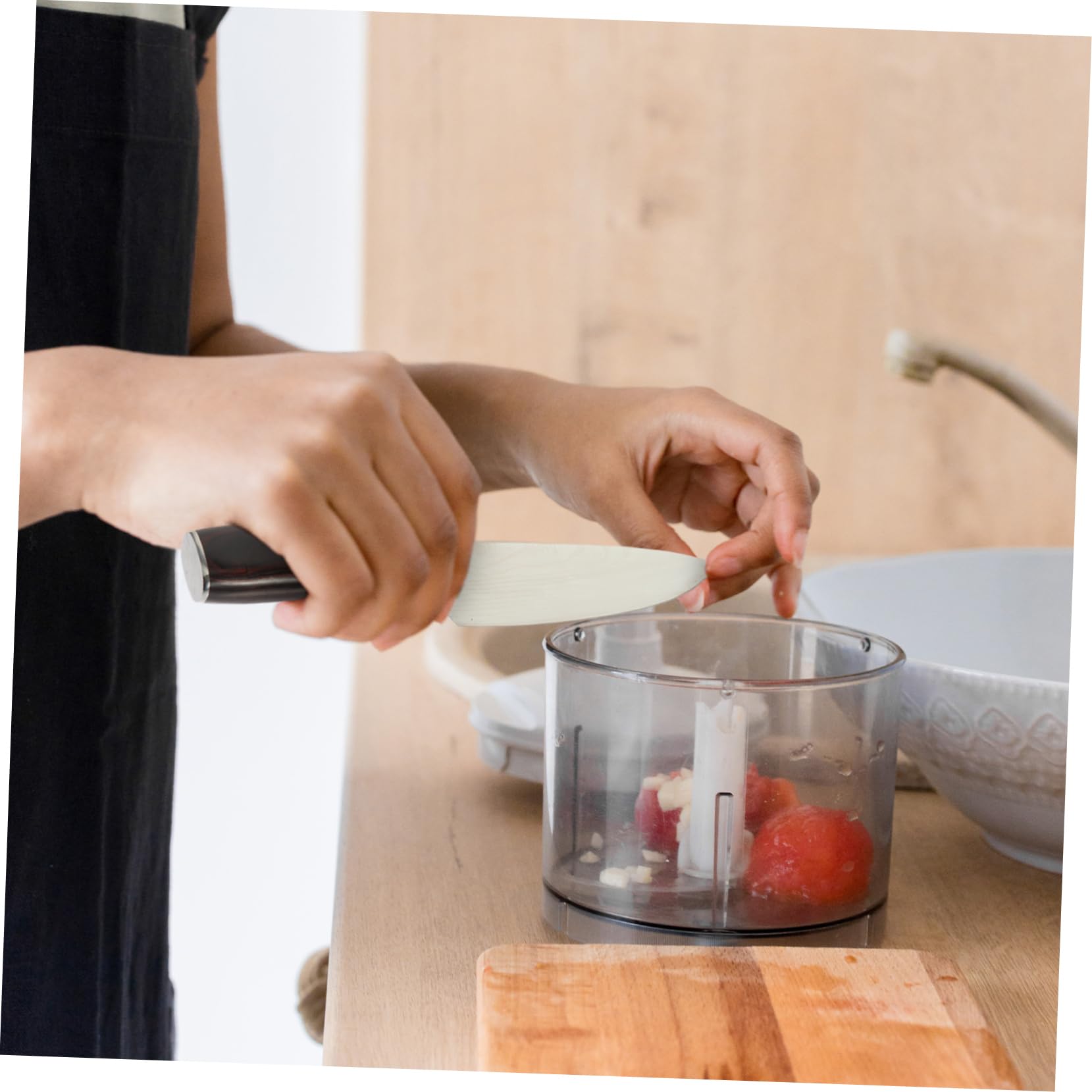 Cuchillo Chef Japonés Mango de Madera Negro para Cocina | Acero, Superficie Lisa y Empuñadura Antideslizante, Uso en Hogar y Restaurante