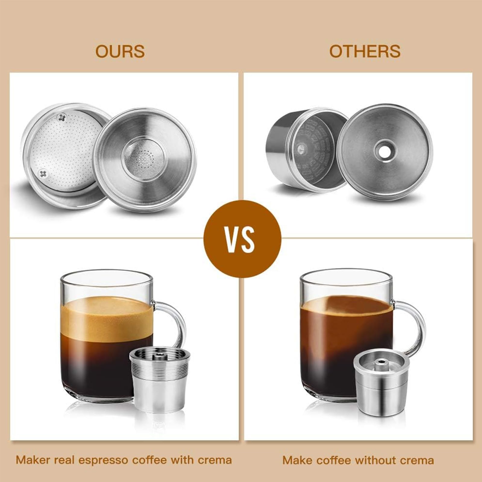 Capsula riutilizzabile in acciaio inox per I-LLY, cialda filtro caffè ricaricabile compatibile con macchina da caffè i-lly X9 X 8 X7.1 Y5 Y1.1 (capsule+tamper+riempimento polvere)