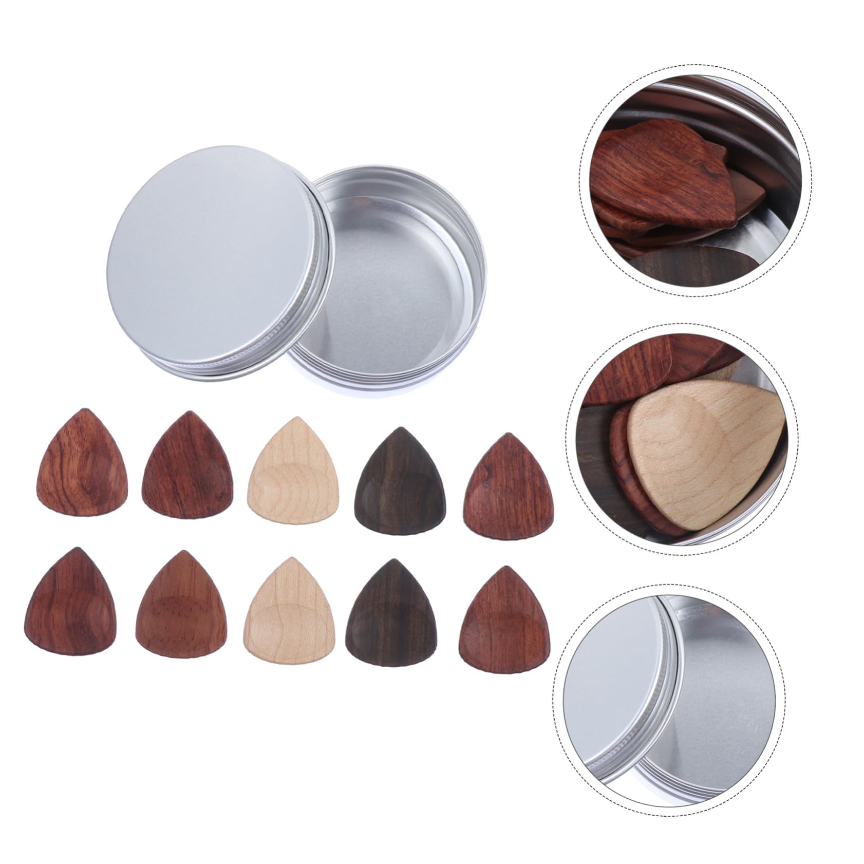 ERINGOGO 10 Pièces de Médiators en Bois pour Guitare Électrique et Acoustique avec Boîte de Rangement Pratique et Surface Antidérapante Meilleur Contrôle