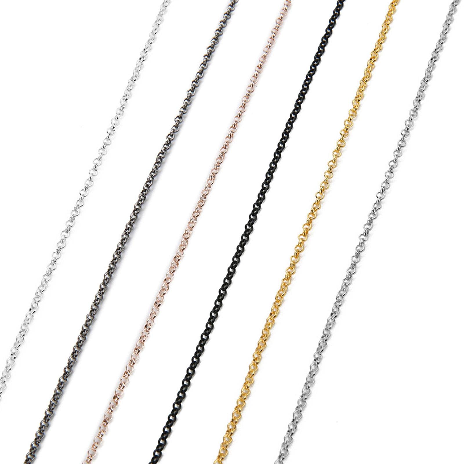 Catena a Maglie Tonde Da 3 Mm, 3 X 30 Piedi, Nera, per La Creazione di Collane E Bracciali, 5 pezzi