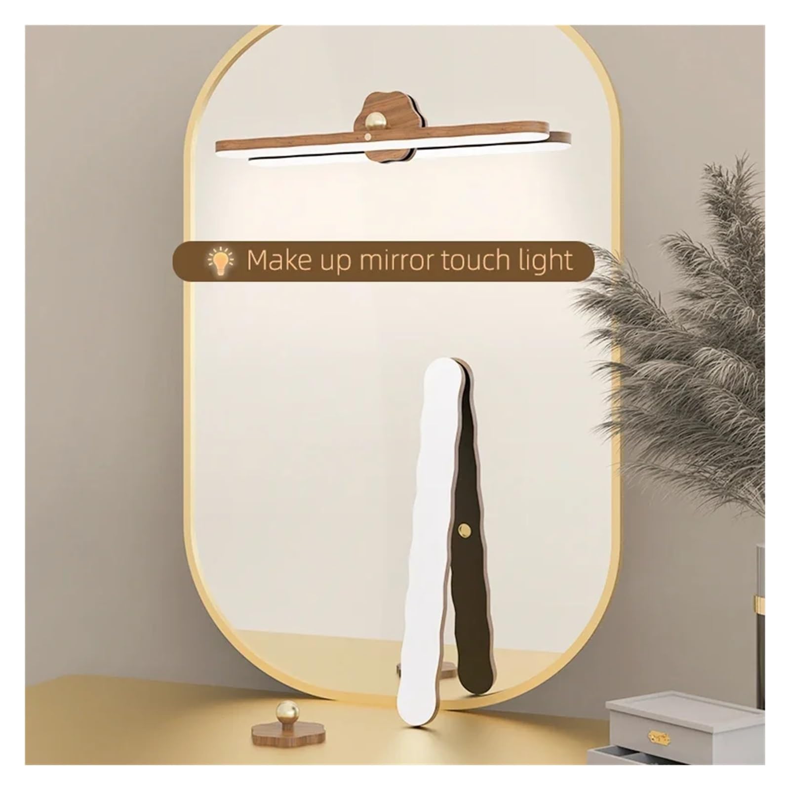 Lampa przednia LED Mirror Magnet Adsorpcja Bezprzewodowe oświetlenie toaletki do lustra Lampy kinkietowe LED do sypialni Makijaż Elastyczny(Warm)