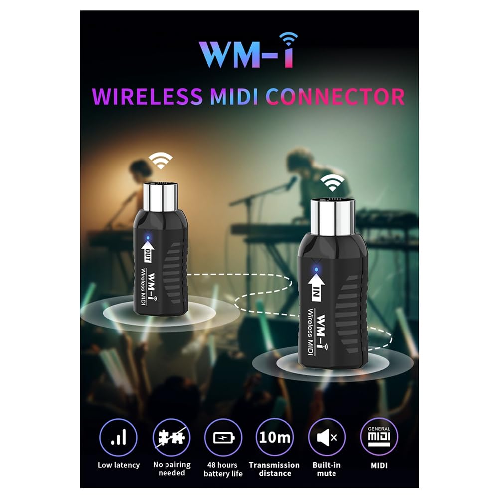 Trasmettitore Ricevitore Audio per Chitarra Wireless Midi Ricaricabile Adattatore Midi Wireless per Tastiera di Pianoforte Digitale