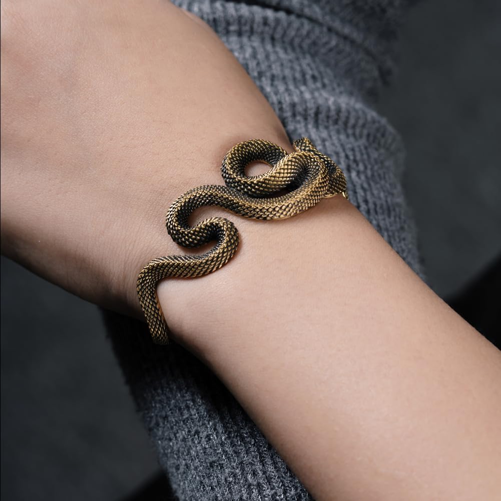 COPPERTIST.WU Viper Oath Cuff Coiled Snake Bracelet Serpent Jewelry Gift for Men Women
