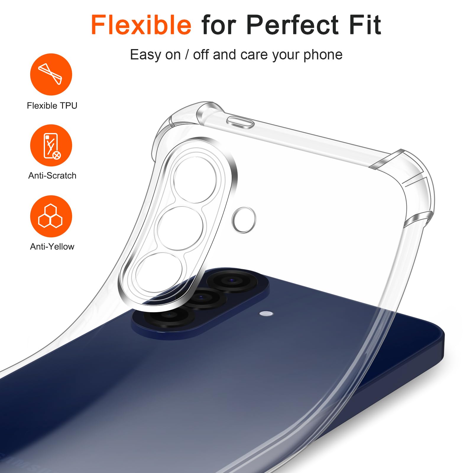 ivoler Etui do Samsung Galaxy A37 5G z 2 sztukami ze szkła hartowanego, odporne na wstrząsy przezroczyste etui ochronne z poduszką narożną zderzak, miękki TPU silikonowy pokrowiec ochronny