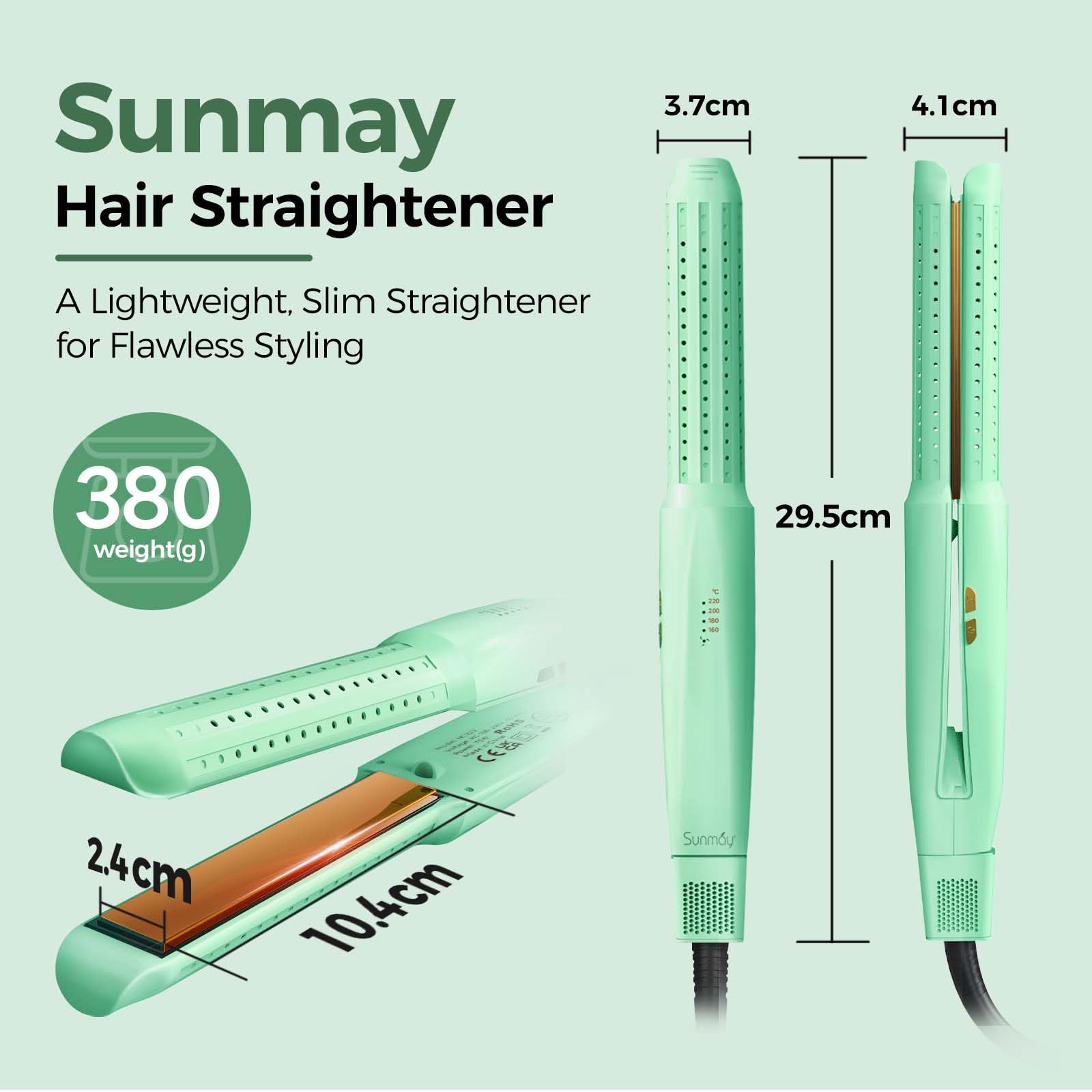 SUNMAY Bliz 360°Airflow Piastra per Capelli con Ioni Negativi, Piastra e Arricciacapelli 2 in 1 con Aria Fredda Ventilata per Bloccare lo Stile, Piastre in Lega di Titanio, Doppia Tensione