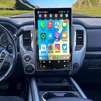 10 inch Double Din Car Radio for Nissan Titan 2017-2019 Touch Screen GPS Navigation Stereo with Wireless CarPlay & Android Auto,BT, FM,Automatic Rotation Screen, SWC, Camera-2+64G