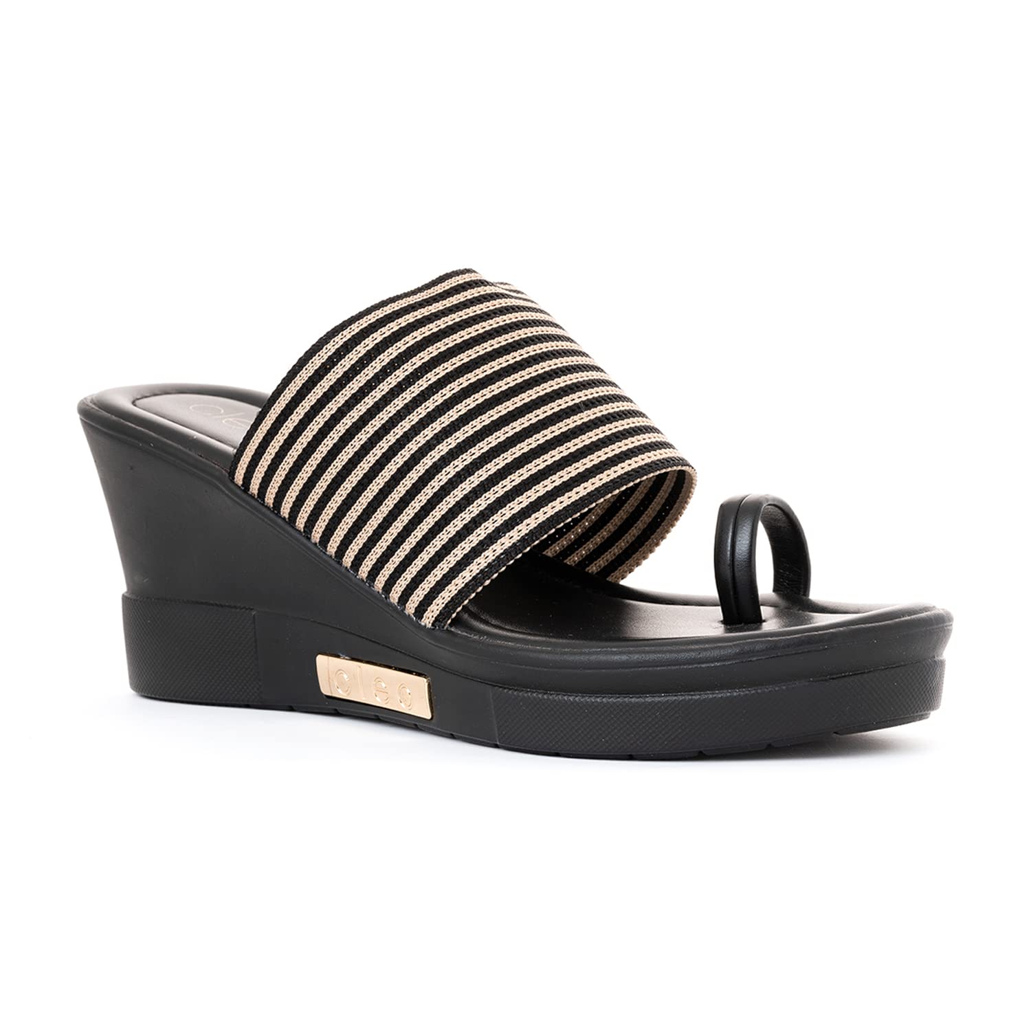 Khadims Cleo Black High Heel Wedge Slip On Sandal for Women (5300536) (B0B82SS6XX) Amazon Price History, Amazon Price Tracker