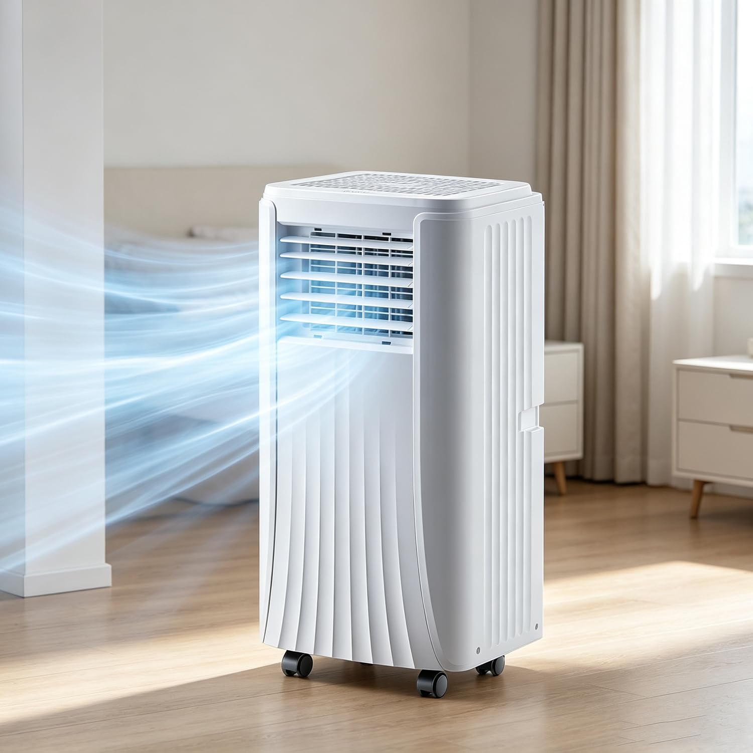 MLYYYDSS 4-in-1 Portable Air Conditioner 12000 BTU with Remote Control, 24 Hour Timer & Window Venting Kit Powerful Mobile Air Conditioning Unit for Home Office 30㎡ Energy Efficient Class A 12000BTU