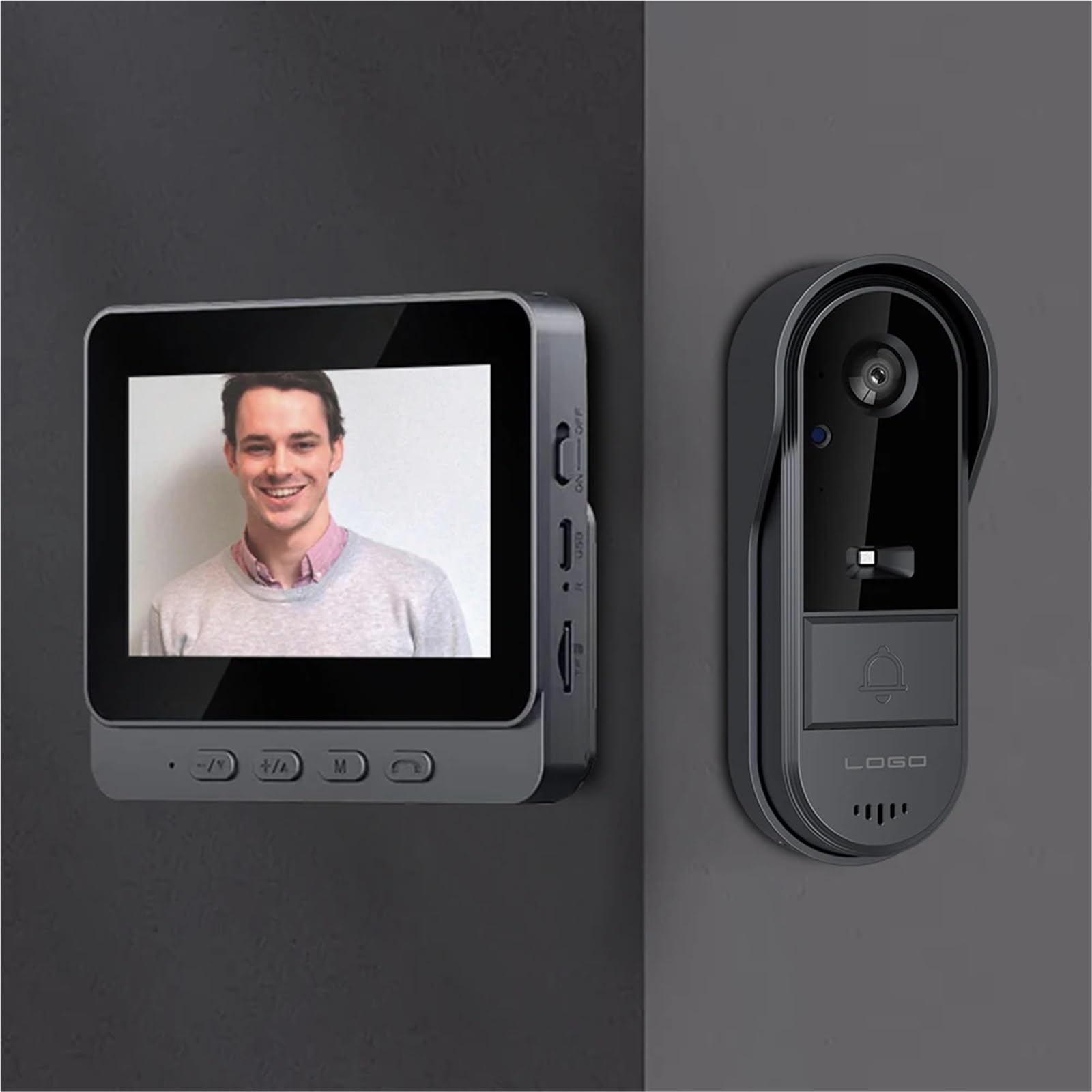 Timbre con vídeo Inteligente Timbre Visual inalámbrico, Pantalla IPS y visión Nocturna, Seguridad Mejorada for el hogar, 2.4G, WiFi, 4.3 Pulgadas para hogares Inteligentes, oficinas y hogares