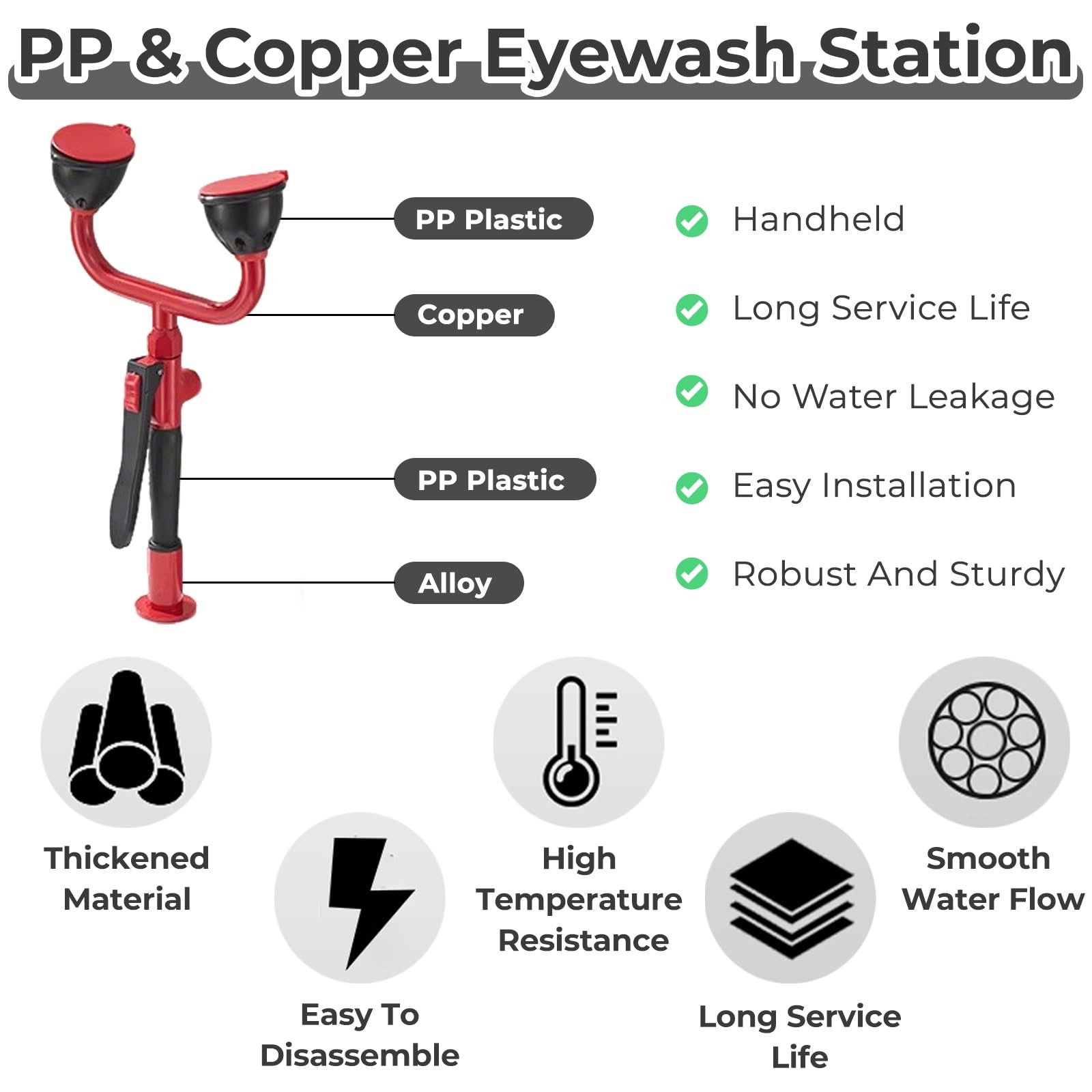 estación lavaojos Estación Lavaojos De Emergencia De Pared, Ducha Lavaojos Portátil, Cabezal Rociador Lavaojos Portátil Para Lugares De Trabajo Peligrosos, Estación Lavaojos Con Manguera Ajustable(Des