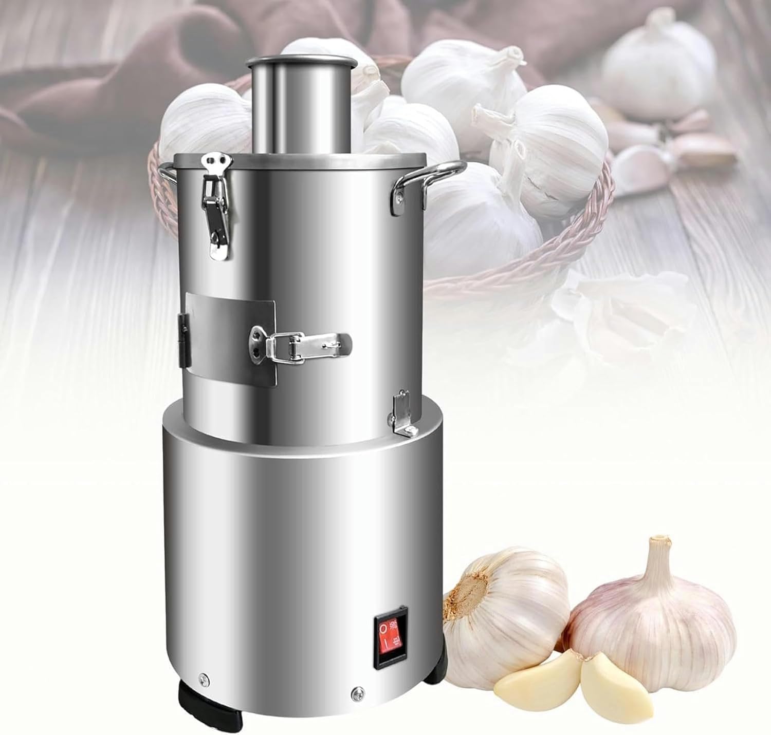 25KG/H Dry Garlic Peeler Machine, Commercial Garlic Peeling Machine Automatic Garlic Peeler Full Stainless Steel, 200W High Power