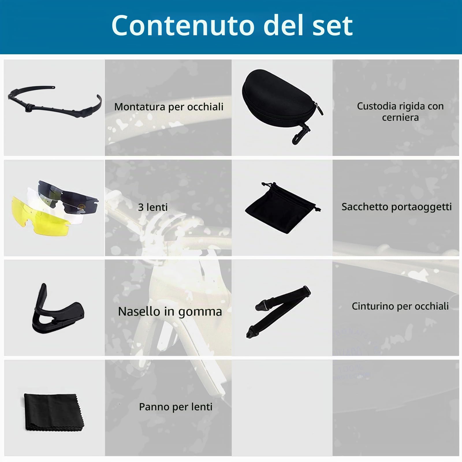 Occhiali sportivi occhiali protettivi antiappannamento occhiali da guida Anti-UV400 occhiali di sicurezza per ciclismo, escursionismo e tiro a segno