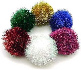 Tuff Kitty Puff Sparkle Ball Cat Toy - (1.5 inch) 12 Pak Pick a Color (Red)