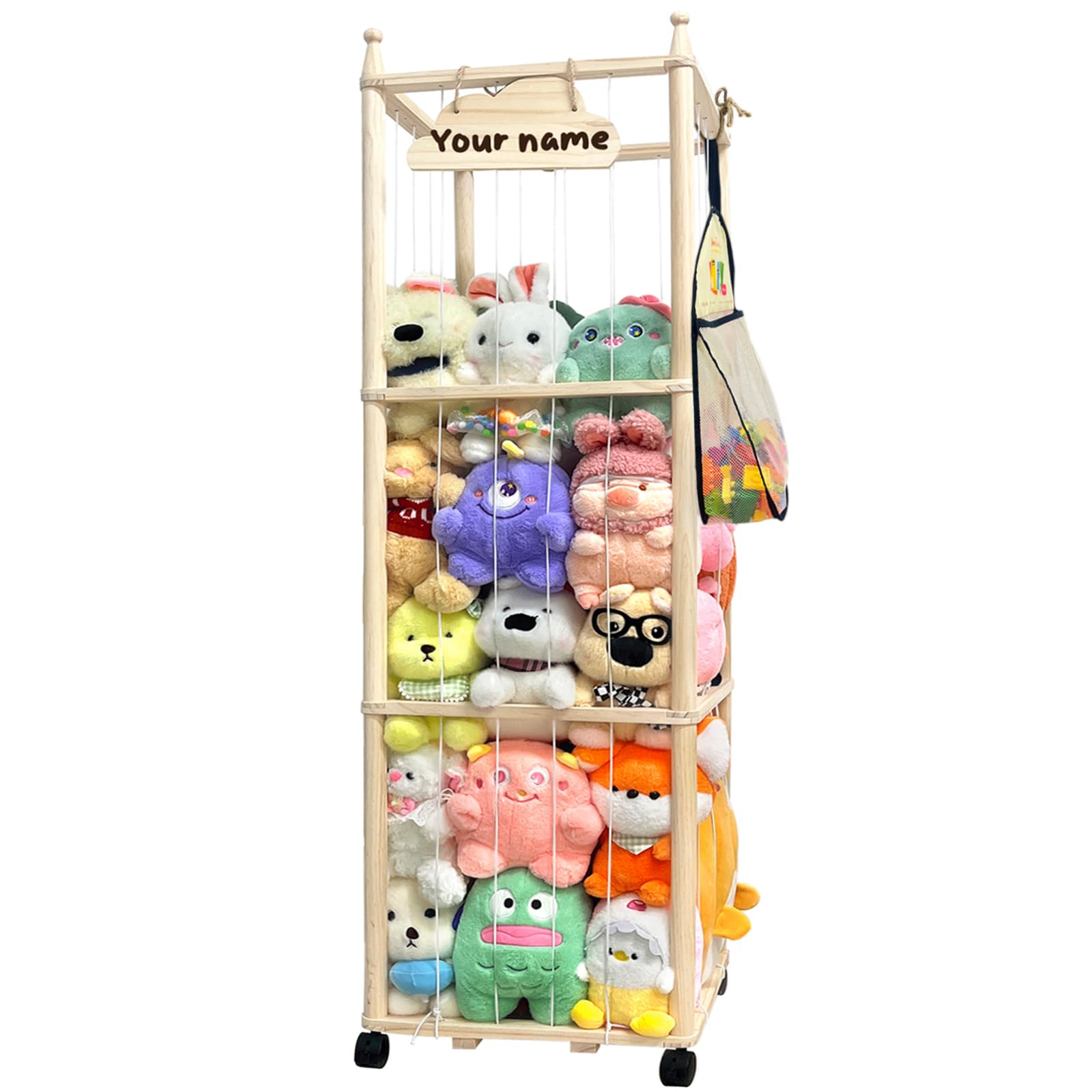 Pmbqifay Stuffed Animal Storage Zoo Stuffed Animal Organizer, Wood Stuffed Animal Holder, Large Stuffed Animal Storage, Stuffed Animal Cage for Play Room Nursery Bedroom