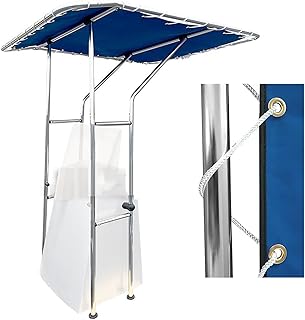 Boat T-Top for Center Console, Bimini Tops with 1" Aluminum Tube, Economic Fishing Boat Tower Canopy, Centre Adjustable Down Shade Roof