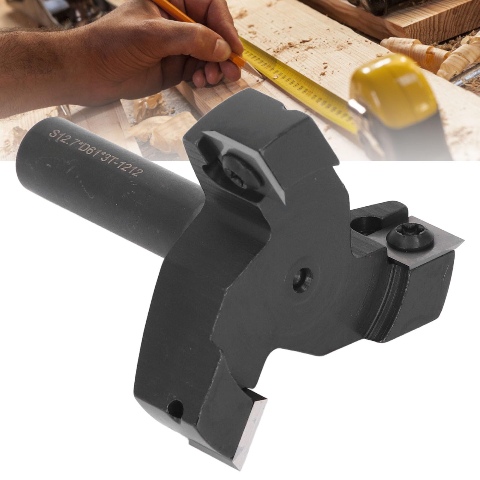 Fresa per appiattire lastra da 1/2 pollice, punta per fresa per appiattimento a 3 taglienti S12.7xD61xH65 3T in acciaio al carbonio per legno massiccio