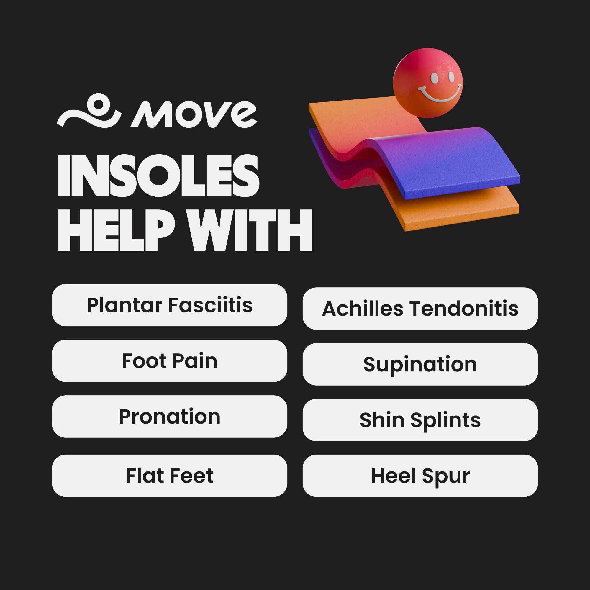 MOVE Plantillas cómodas para todo el día: plantillas de espuma extra afelpada para reducir el estrés en pies, rodillas, espalda, absorción de golpes, caminar, cojín de pie, comodidad, soporte de arco