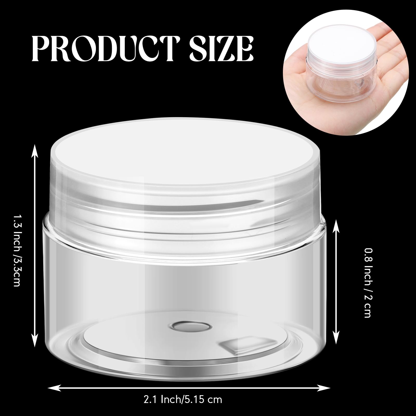 SATINIOR Lot de 100 petits bocaux en plastique transparent avec couvercles à large ouverture pour lotion, crème, strass, beurres corporels, rangement de voyage (transparent, 28,3 g)