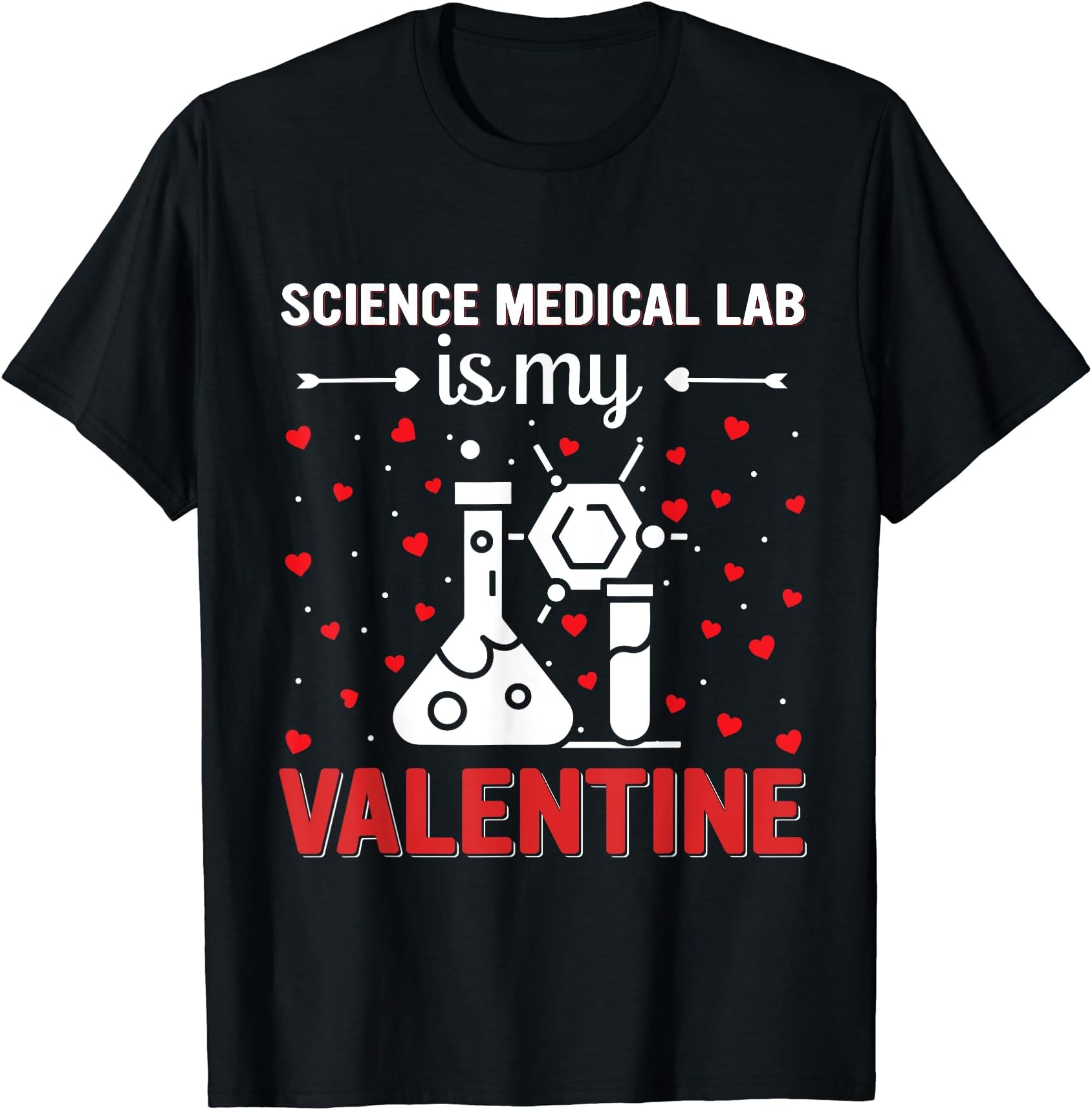 Red Heart Cupid Love Science Medical Lab Is My Valentine Day T-Shirt