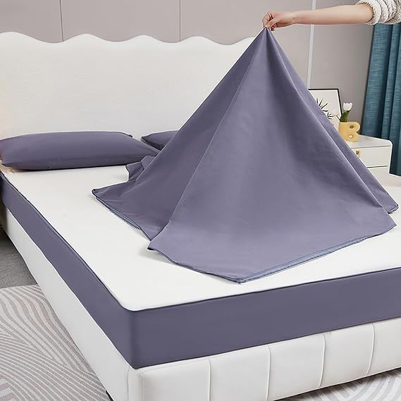 Waterproof Mattress Encasement, Extra Deep Matress Protector, Full 360° Secure Zip Cover, Machine Washable & Easy Care(Violet,90x200+15cm)