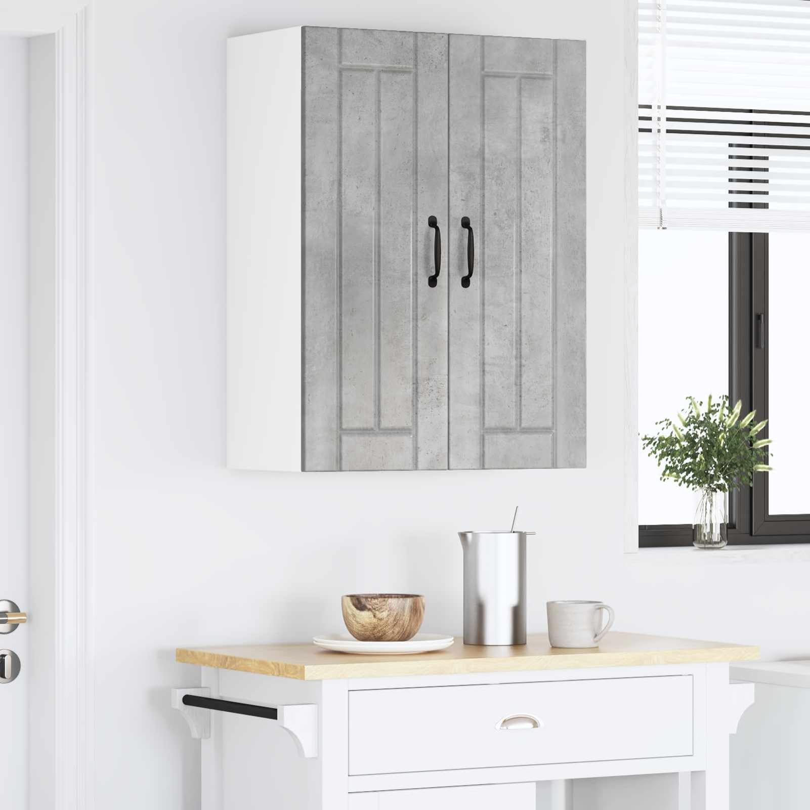 Tidyard Küchenschrank Beton Grau 60 x 31 x 80 cm Holzwerkstoff, Küchen Oberschrank Hängeschrank für Renovierung Nachrüstung885048