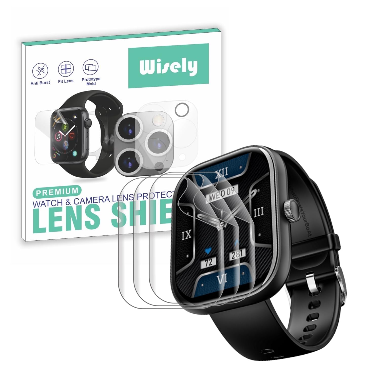 Wisely |3pcs| Screen Guard Protector For Boat Wave Sigma Smartwatch |2.01"| Bubble Free, Easy installation kit, HD Clear, Full Cover (B0CHBB7SYT) Amazon Price History, Amazon Price Tracker